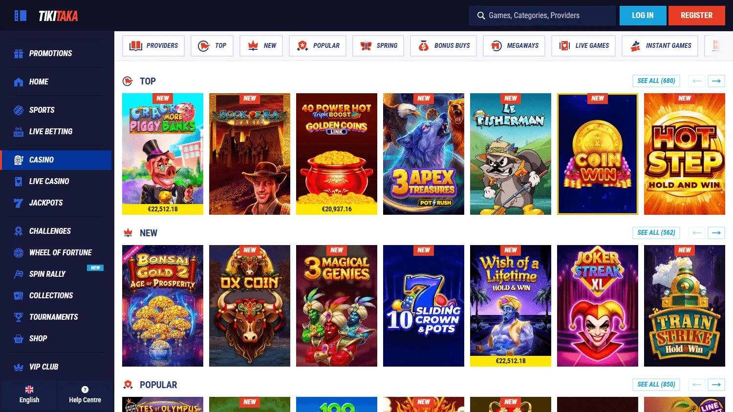 Tikitaka Casino desktop games area